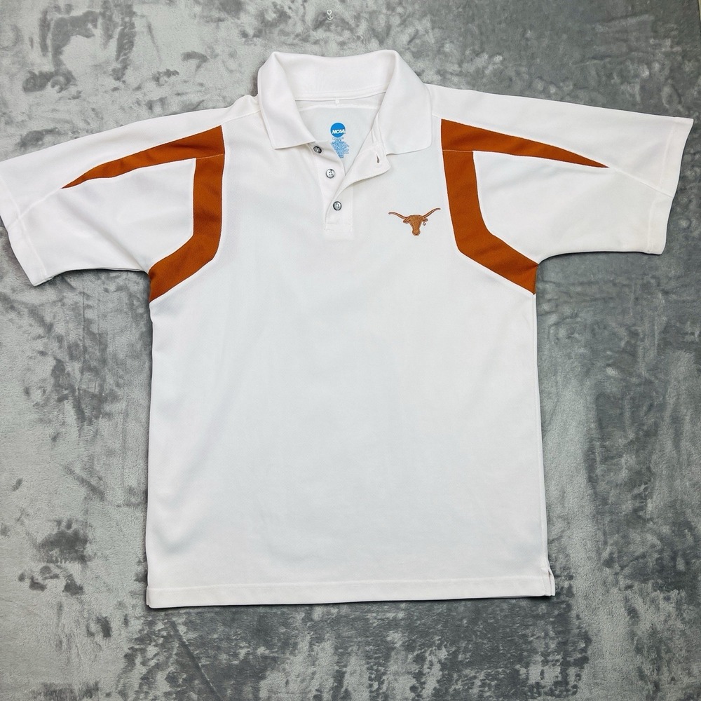 Texas Longhorn Ncaa Polo Mens Medium White Burnt Orange College hook em horns
